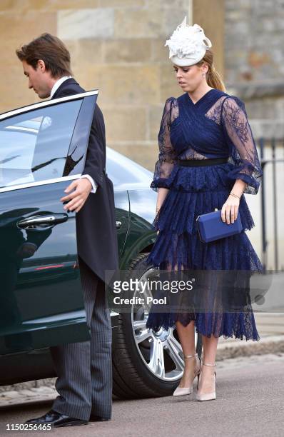 Edoardo Mapelli Mozzi and Princess Beatrice attend the wedding of Lady Gabriella Windsor and Thomas Kingston at St George's Chapel on May 18, 2019 in...