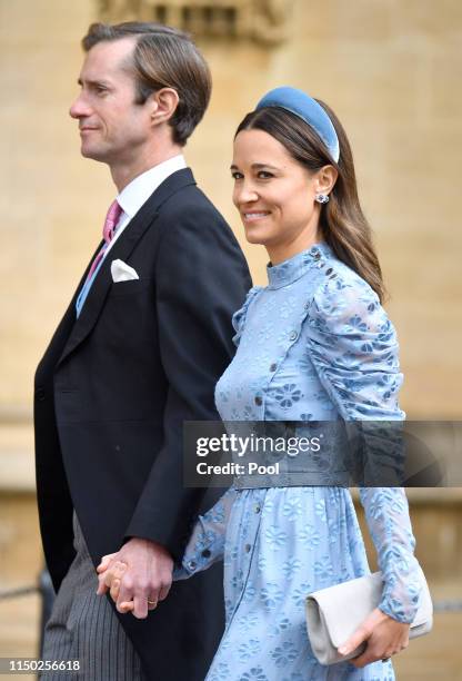 James Matthews and Pippa Middleton attend the wedding of Lady Gabriella Windsor and Thomas Kingston at St George's Chapel on May 18, 2019 in Windsor,...