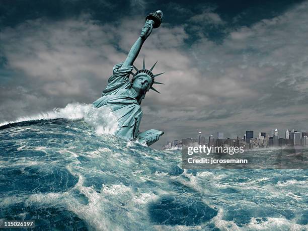 new york flood disaster - statue of liberty in new york city stock pictures, royalty-free photos & images