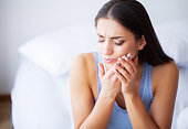 Tooth Pain. Woman Feeling Tooth Pain. Closeup Of Beautiful Sad Girl Suffering From Strong Tooth Pain. Attractive Female Feeling Painful Toothache. Dental Health And Care Concept