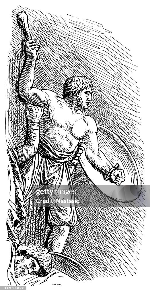 Trajan's Column (II century) in Rome: German warrior
