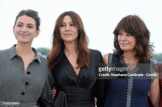 Tess Lauvergne, Monica Bellucci and Marianne Denicourt attend the photocall for "The Best Years of a Life " during the 72nd annual Cannes Film...