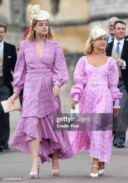 Flora Ogilvy and Lady Amelia Windsor attend the wedding of Lady Gabriella Windsor and Thomas Kingston at St George's Chapel on May 18, 2019 in...