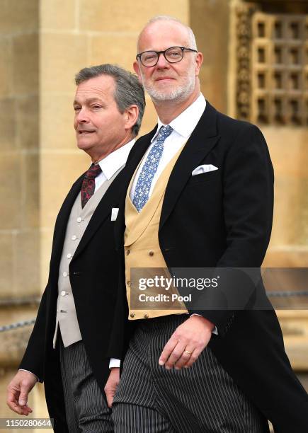 Daniel Chatto and George Windsor, Earl of St Andrews attend the wedding of Lady Gabriella Windsor and Thomas Kingston at St George's Chapel on May...