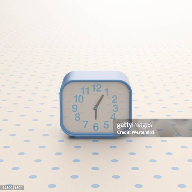 3d rendering, alarm clock on background with polka dits - polka dot stock illustrations