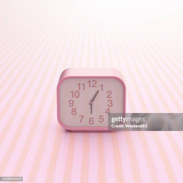 bildbanksillustrationer, clip art samt tecknat material och ikoner med 3d rendering, alarm clock on striped background - digital clock