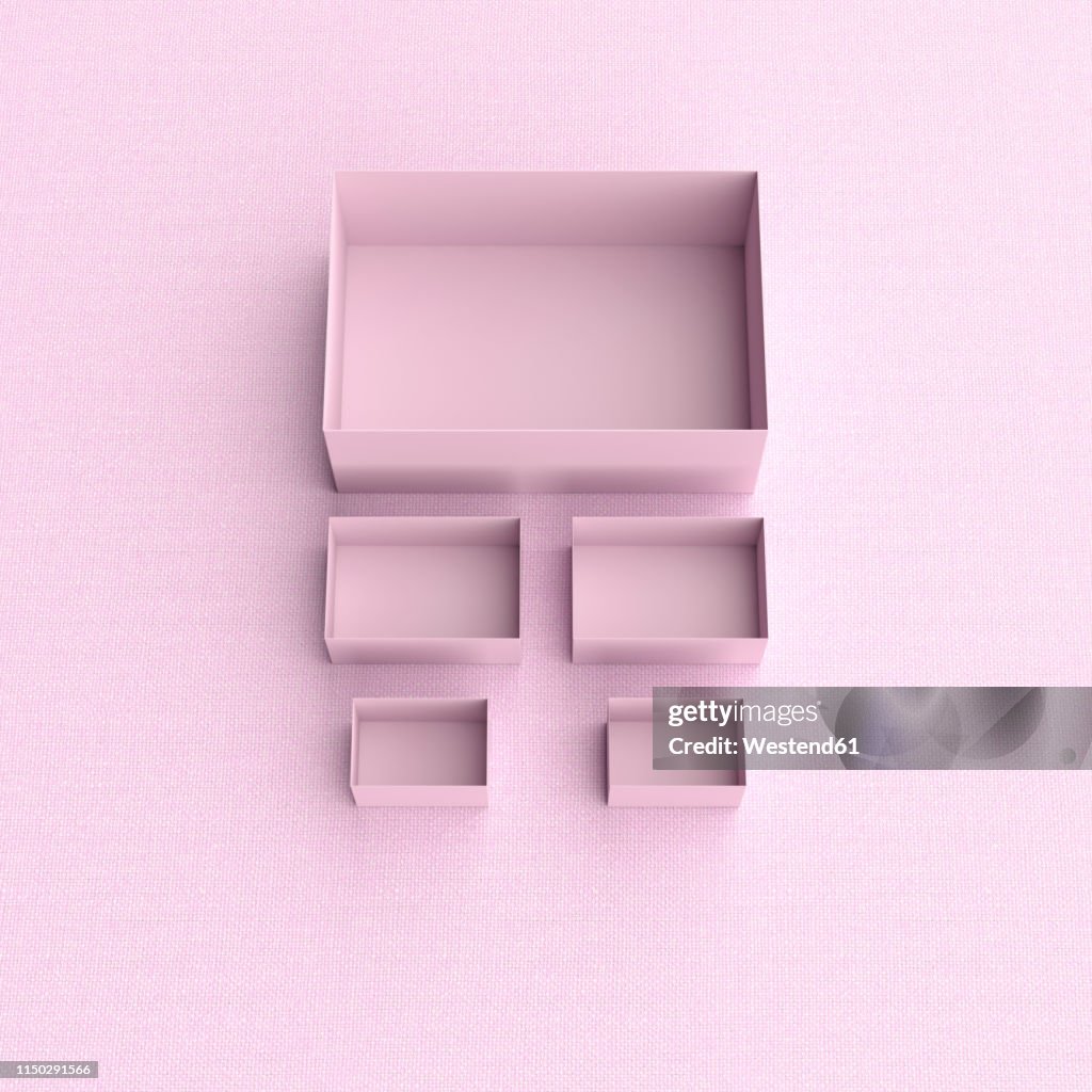 Pink Box Layout 3d Rendering Pink Boxes In Different Sizes On Pink Backround High-Res ...
