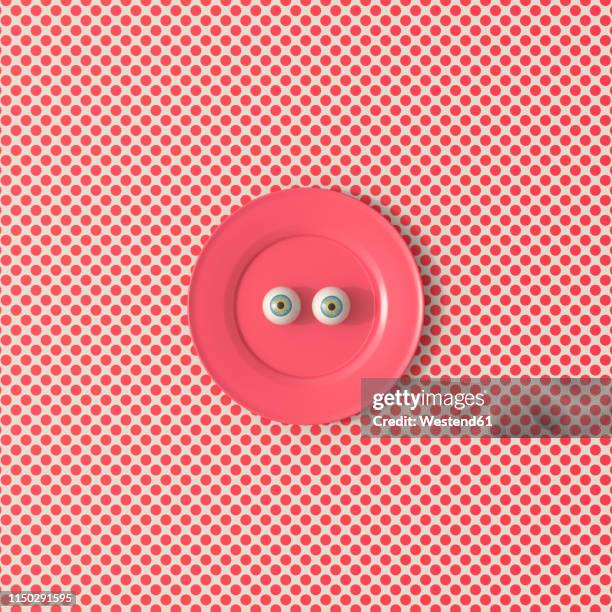 3d rendering, staring eyeballs on a red plate - glass eye stock illustrations