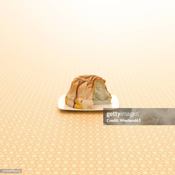3d rendering, ring cake on patterned background - bundt cake stock illustrations
