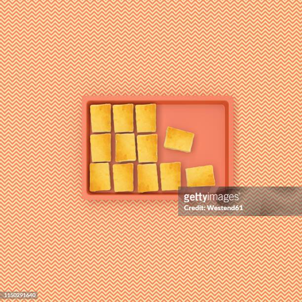 3d rendering, cheese cake on baking tray on patterned background - チーズケーキ点のイラスト素材／クリップアート素材／マンガ素材／アイコン素材