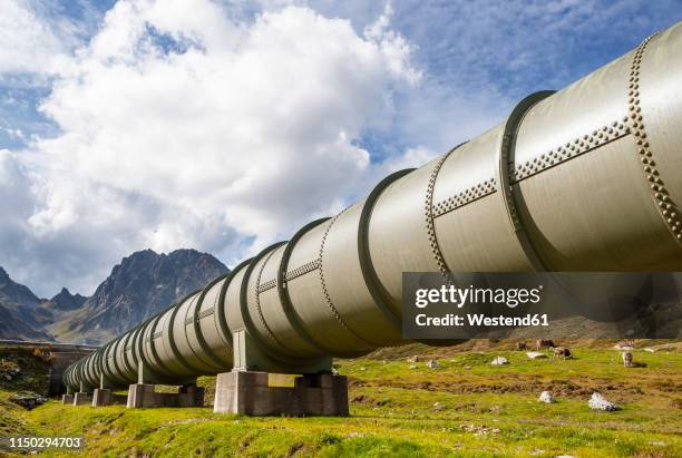 austria, vorarlberg, bielerhoehe, silvretta, water pipeline - oleodotto foto e immagini stock