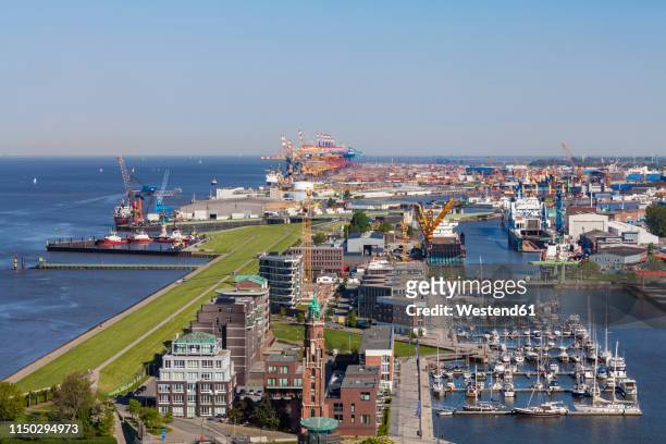 germany, bremen, bremerhaven, new harbour, weser dike - bremerhaven stock-fotos und bilder