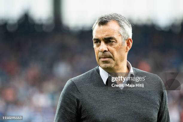 Robin Dutt head coach of Bochum looks on prior to the Second Bundesliga match between VfL Bochum 1848 and 1. FC Union Berlin at Vonovia Ruhrstadion...