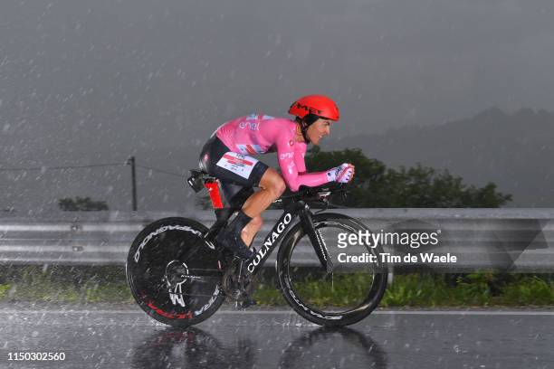 Valerio Conti of Italy and UAE - Team Emirates Pink Leader Jersey / Rain / during the 102nd Giro d'Italia 2019, Stage 9 a 34,8km Individual Time...