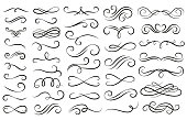 Swirl ornament stroke. Ornamental curls, swirls divider and filigree ornaments vector illustration set