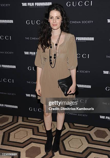 Aleksa Palladino attends the Gucci, Cinema Society & the Film Foundation screening of "La Dolce Vita" at the Tribeca Grand Hotel on June 1, 2011 in...