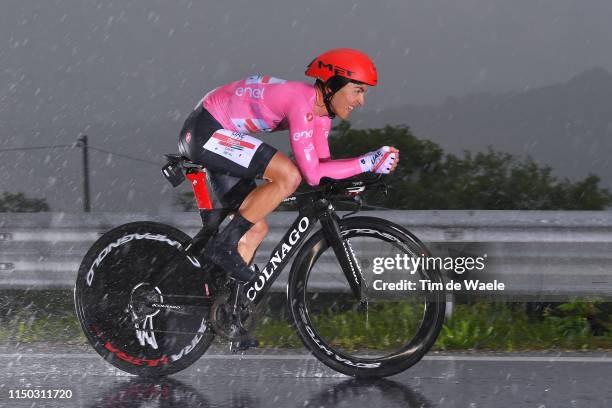 Valerio Conti of Italy and UAE - Team Emirates Pink Leader Jersey / Rain / during the 102nd Giro d'Italia 2019, Stage 9 a 34,8km Individual Time...