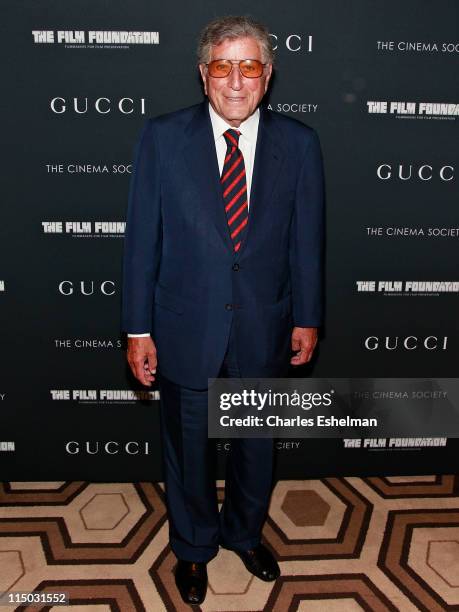 Singer Tony Bennett attends Gucci & The Cinema Society with the Film Foundation screening of "La Dolce Vita" at the Tribeca Grand Hotel on June 1,...