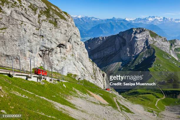 pilatus railway and the swiss alps - mountain pass stock pictures, royalty-free photos & images