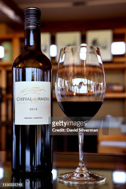 Cheval des Andes winery's 2015 vintage blend of Malbec and Cabernet Sauvignon is served during a winetasting in their visitors' center on March 29,...