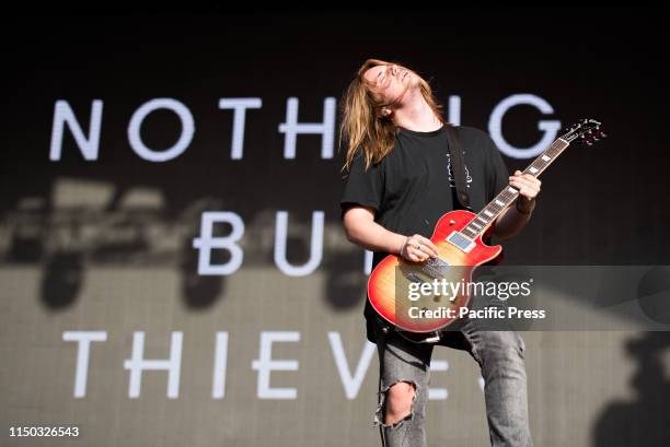 Joe Langridge Brown, guitarist of the British alternative rock band Nothing But Thieves performing live on stage at the Firenze Rocks festival 2019...