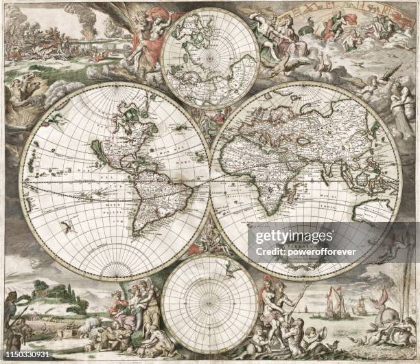 ilustraciones, imágenes clip art, dibujos animados e iconos de stock de gerard del mapa del mundo de schagen-siglo 17 - 17th century