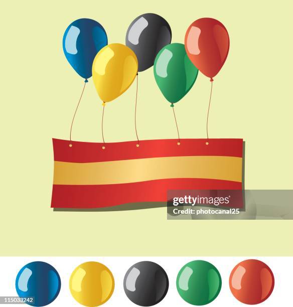 spanish flag with balloons - endless reflection stock illustrations