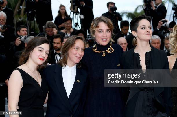 Luana Bajrami, Celine Sciamma, Adele Heanel and Noeomie Merlant depart the screening of "Portrait Of A Lady On Fire " during the 72nd annual Cannes...