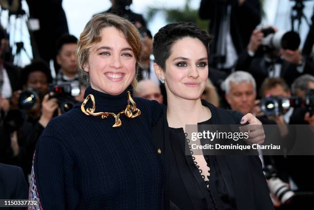 Adele Haenel and Noemie Merlant attend the screening of "Portrait Of A Lady On Fire " during the 72nd annual Cannes Film Festival on May 19, 2019 in...