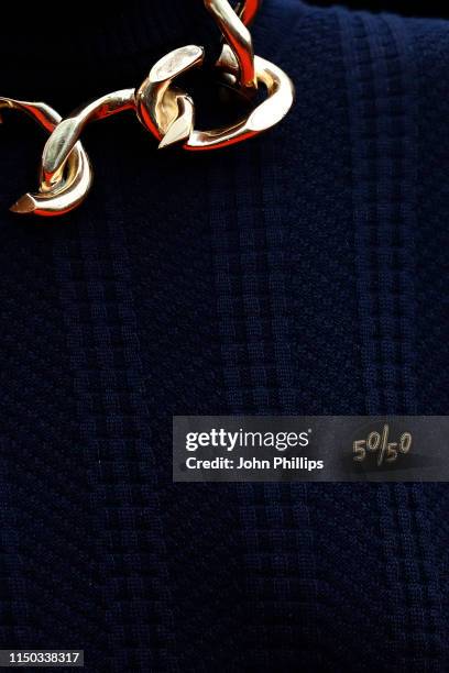 Adele Haenel, fashion detail, depart the screening of "Portrait Of A Lady On Fire " during the 72nd annual Cannes Film Festival on May 19, 2019 in...