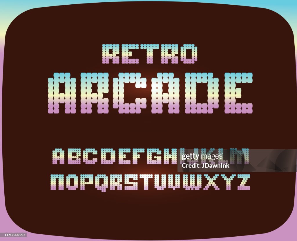Retro Arcade Gaming Font Alphabet Design Set High-Res Vector Graphic ...