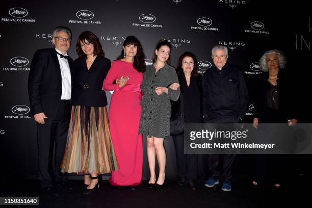 Guest, Marianne Denicourt, Valerie Perrin, Tess Lauvergne, Anouk Aimée, Claude Lelouch and a guest attend the Kering Women In Motion Awards during...