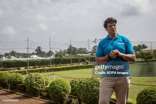 Retired Irish rugby player and UNICEF Ambassador Donncha O'Callaghan seen at the airport during his trip aimed at highlighting UNICEF's work in Beni....