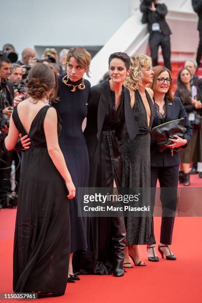 Actresses Adele Haenel, Noemie Merlant and Valeria Golino attend the screening of "Portrait Of A Lady On Fire " during the 72nd annual Cannes Film...