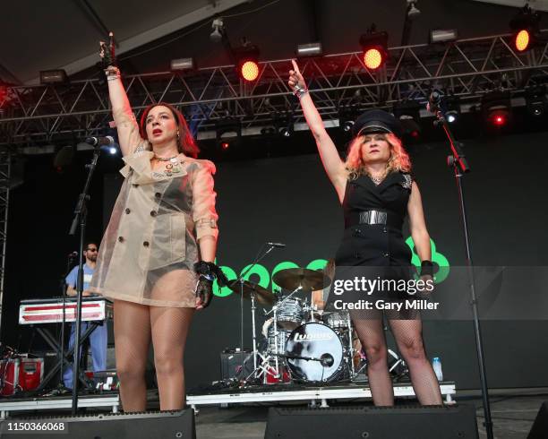 Maya Rudolph and Gretchen Lieberum of Princess perform in concert on day four of the Bonnaroo Music And Arts Festival on June 16, 2019 in Manchester,...