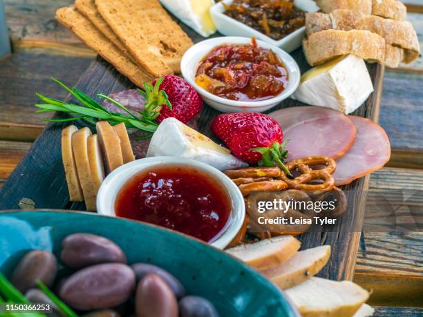 Antipasto platter at Stettyn cellar, a winery in Western Cape, South Africa.