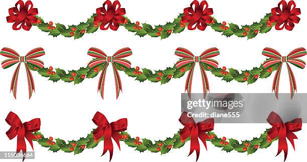 holly garlands - garland stock illustrations