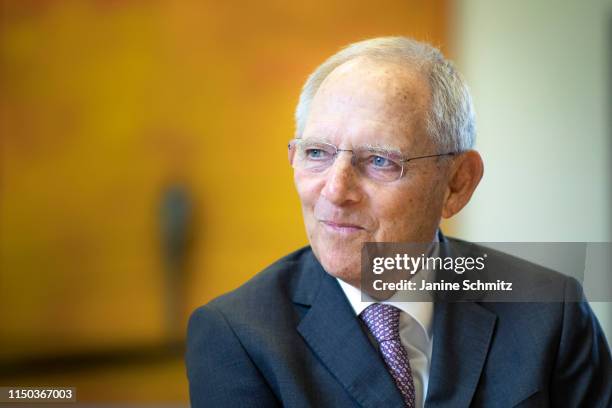 Wolfgang Schaeuble, President of the Bundestag, is pictured during an interview on May 22, 2019 in Berlin, Germany.