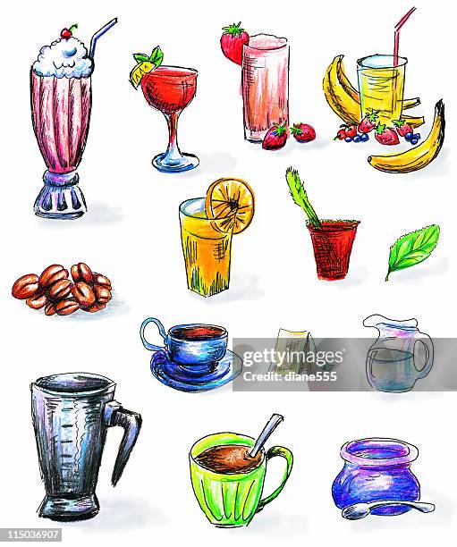 hand drawn getränke clipart - vegetable juice stock-grafiken, -clipart, -cartoons und -symbole