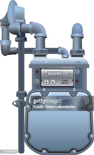 natural gas meter with copy space on the front - gas meter stock illustrations