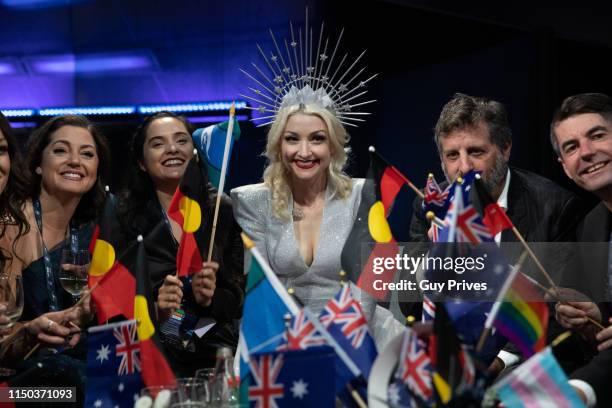 Kate Miller-Heidke of Australia and guests during the 64th annual Eurovision Song Contest held at Tel Aviv Fairgrounds on May 18, 2019 in Tel Aviv,...