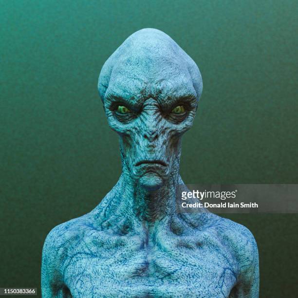 alien head and shoulders portrait - grey aliens stock pictures, royalty-free photos & images
