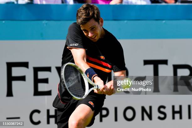 Cameron Norrie of Great Britain is seen in action during first round match against Kevin Anderson of South Africa, on day one of Fever Tree...