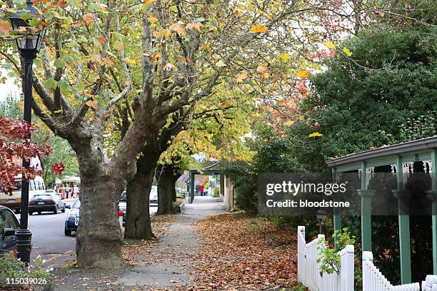 straße-szene in den herbst - town australia stock-fotos und bilder