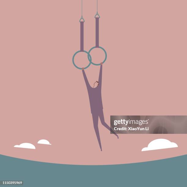 gymnastic ring exercise - gymnast rings stock illustrations