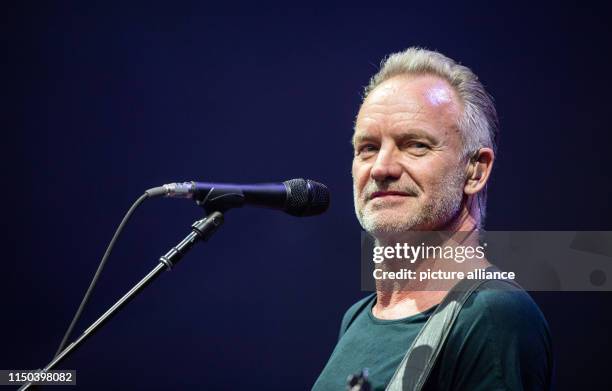 June 2019, Lower Saxony, Hanover: The singer Sting sings "My Songs" at the Expo Plaza at the beginning of his German tour. Photo: Christophe...