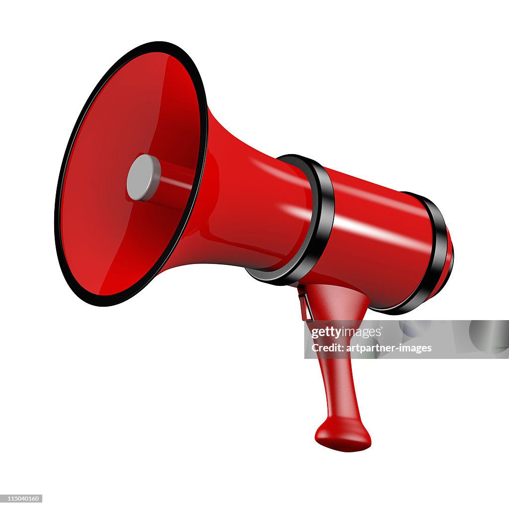 Large Red Megaphone on white