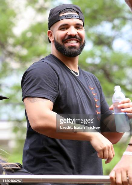 Rapper and Toronto Raptors Global Ambassador, Drake, attends the Toronto Raptors Championship victory parade on June 17, 2019 in Toronto, Canada.