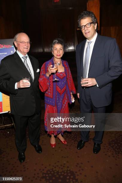 Charlie Hecht, Leslie Toepfer, Lorenzo Lorenzotti attend Cancer Research Institute Through The Kitchen Party at Seagram Building on May 19, 2019 in...