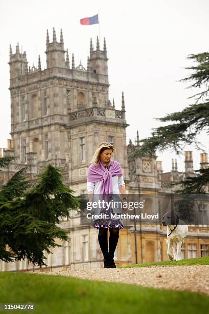 Lady Carnarvon walks the dogs in the grounds of Highclere Castle on March 15, 2011 in Newbury, England. Highclere Castle has been the ancestral home...